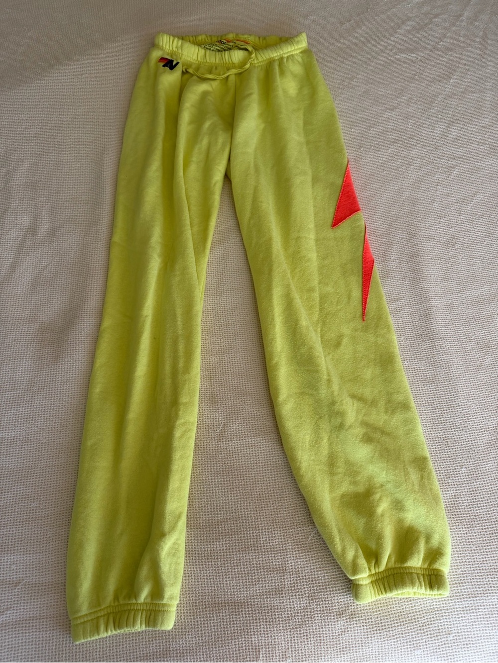 Aviator Nation Neon Lightning Bolt Sweatpants with Red Accent - Picture 2 of 5